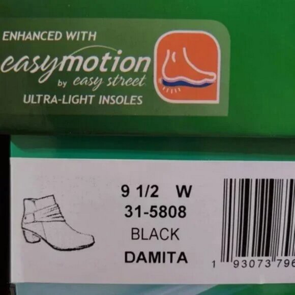 Easy Street Womens Black Damita Block Heel Booties Size 9.5W NWT - Picture 4 of 4